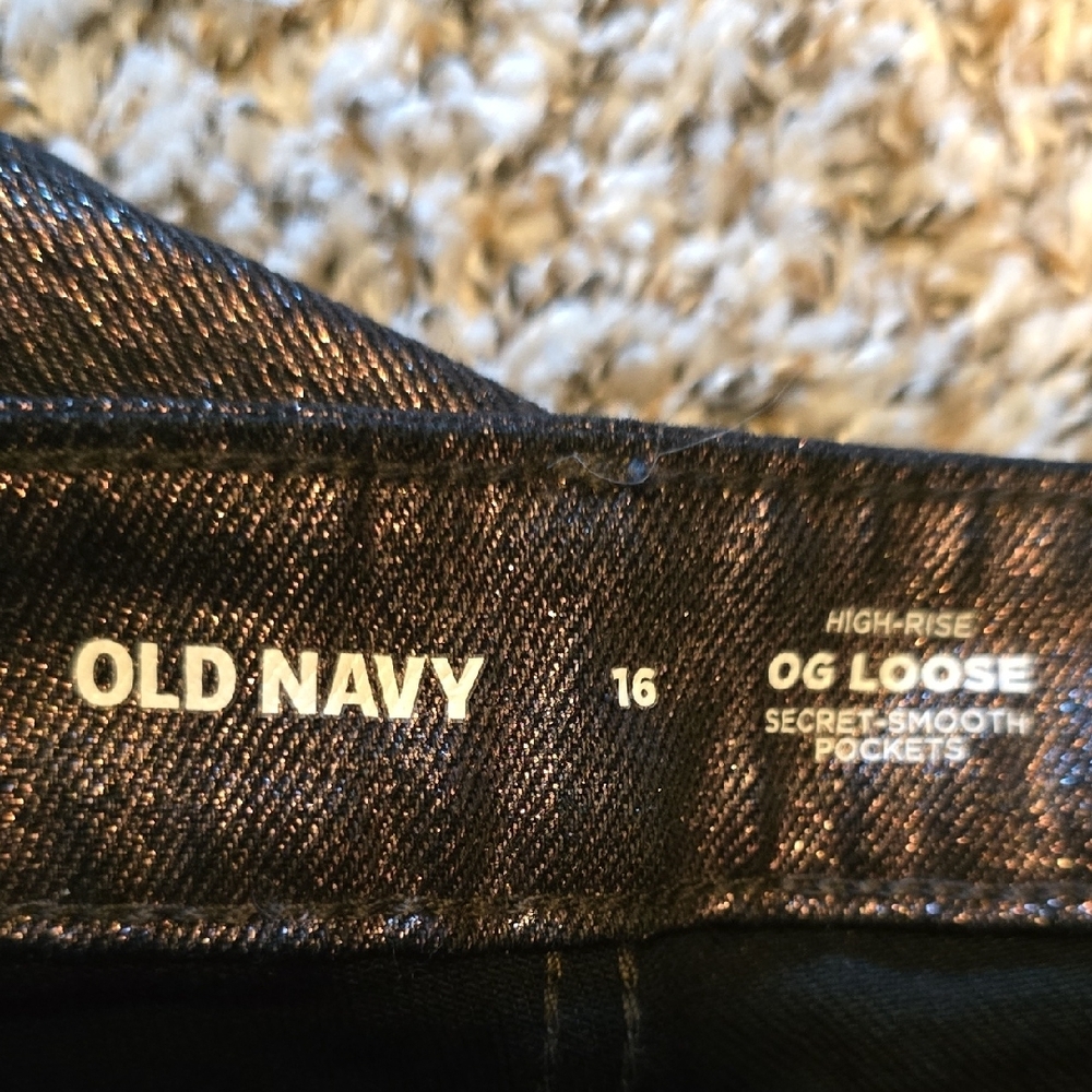 Old Navy Shimmering Black Straight Leg Pants - Picture 2 of 4